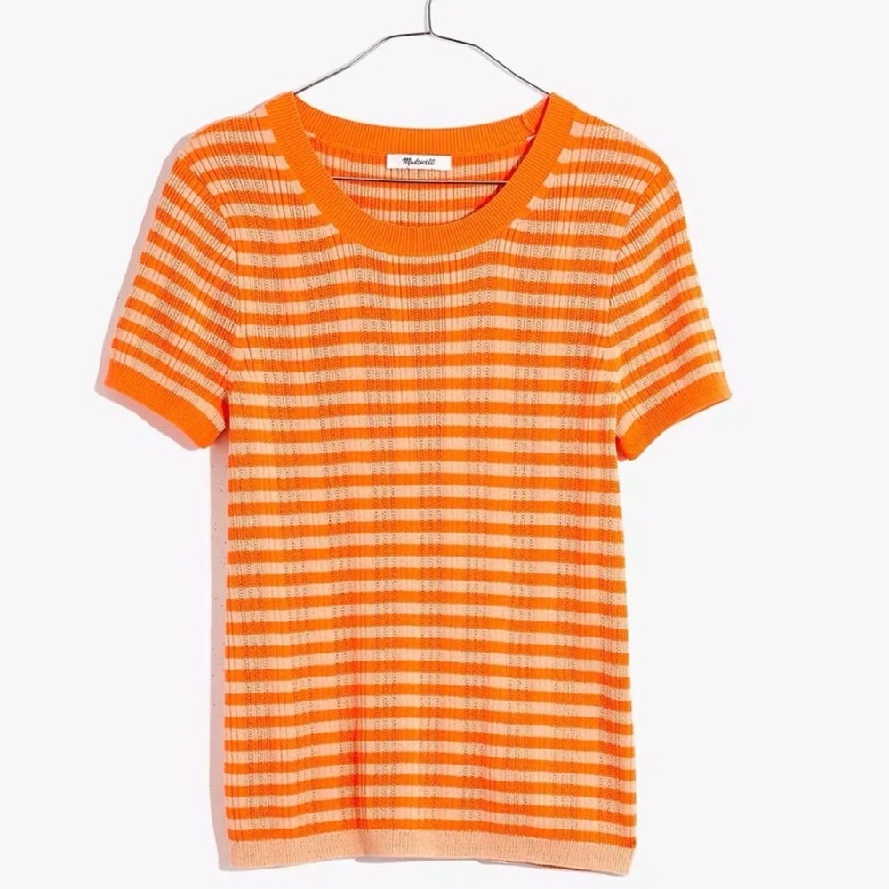 Madewell Knit Ringer Sweater Tee Neon Stripe